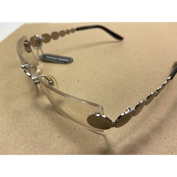 Optical Quality Clear Rimless Sunglasses Silver and Black Frames NWT - Picture 3 of 4
